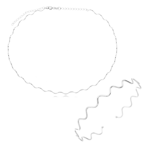 Conjunto em Prata - Fio Ondulado