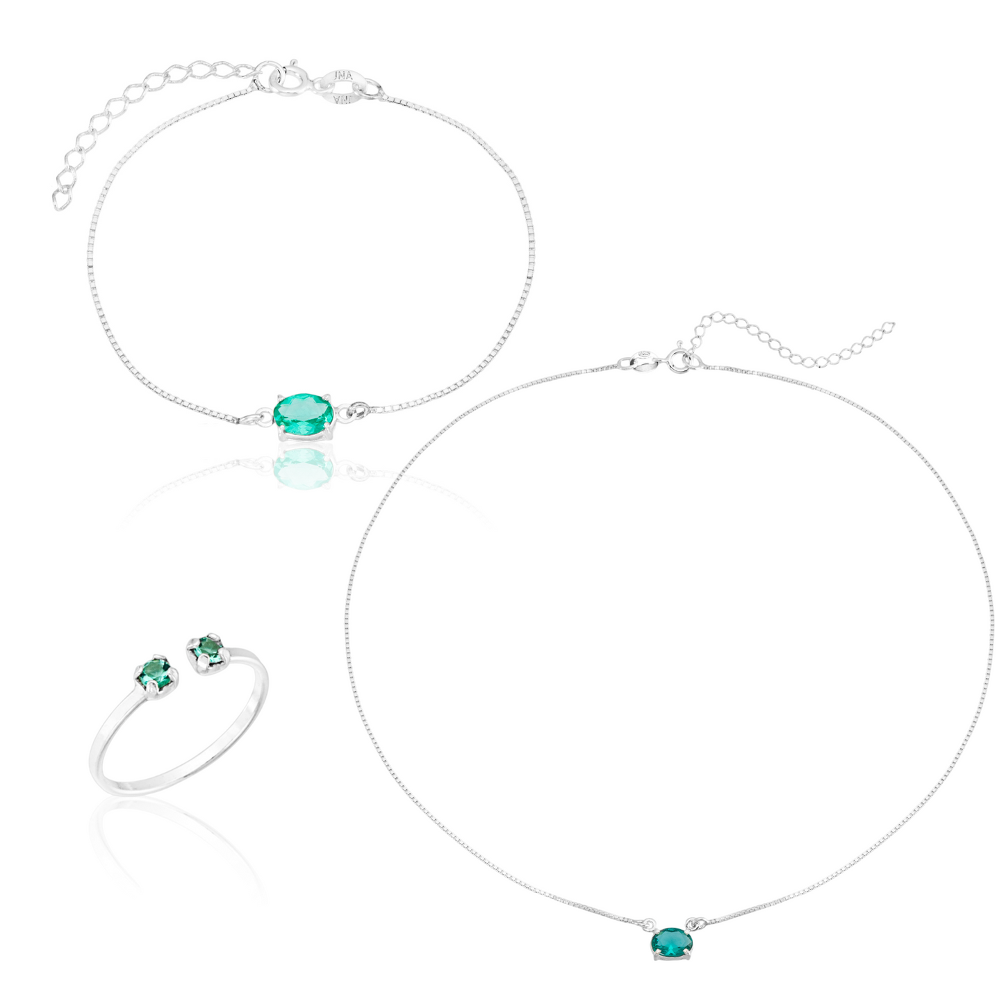 Conjunto em Prata - Pedra Oval