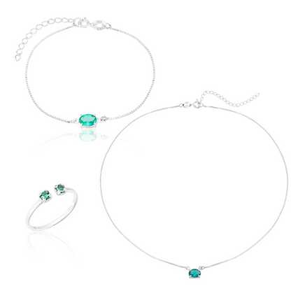 Conjunto em Prata - Pedra Oval