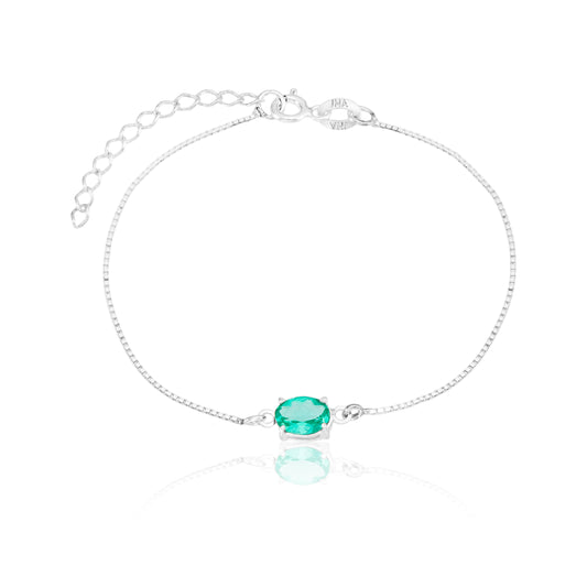 Pulseira em Prata - Pedra Oval