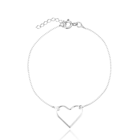 Pulseira em Prata - Coração Vazado