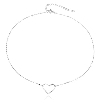 Choker em Prata - Coração Vazado