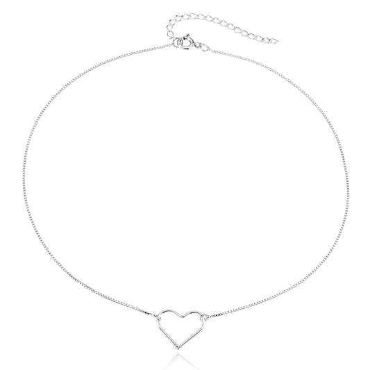 Choker em Prata - Coração Vazado